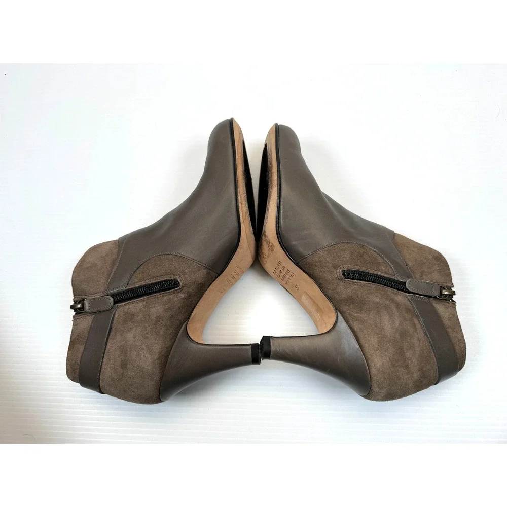 Anyi Lu Vanessa Bootie Womens 37 US 7 Suede Leather Buckled Zip Closure Stitello